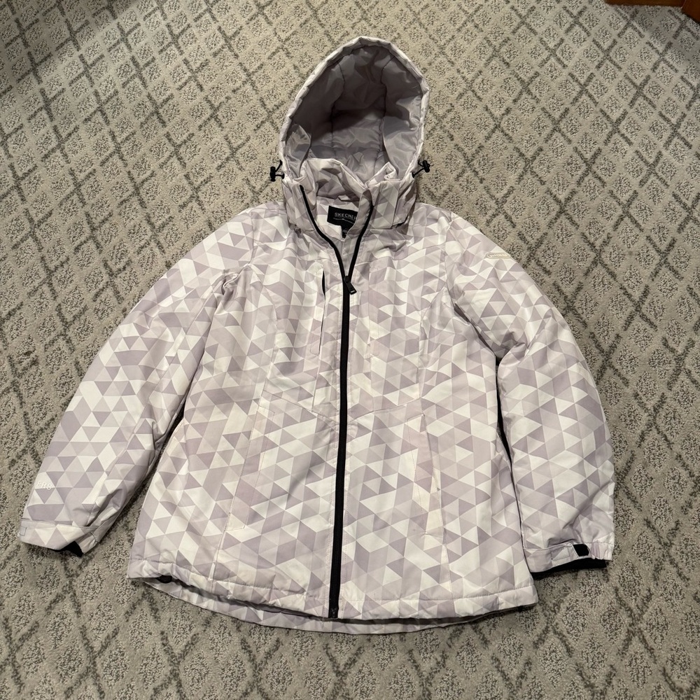 Skechers Gray Geometric Pattern Snow Ski Winter Jacket  Size Medium
